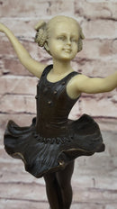 Bronze & Resin Sculpture of Young Ballerina on Marble Base