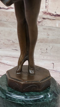 Bronze & Resin Sculpture of Young Ballerina on Marble Base