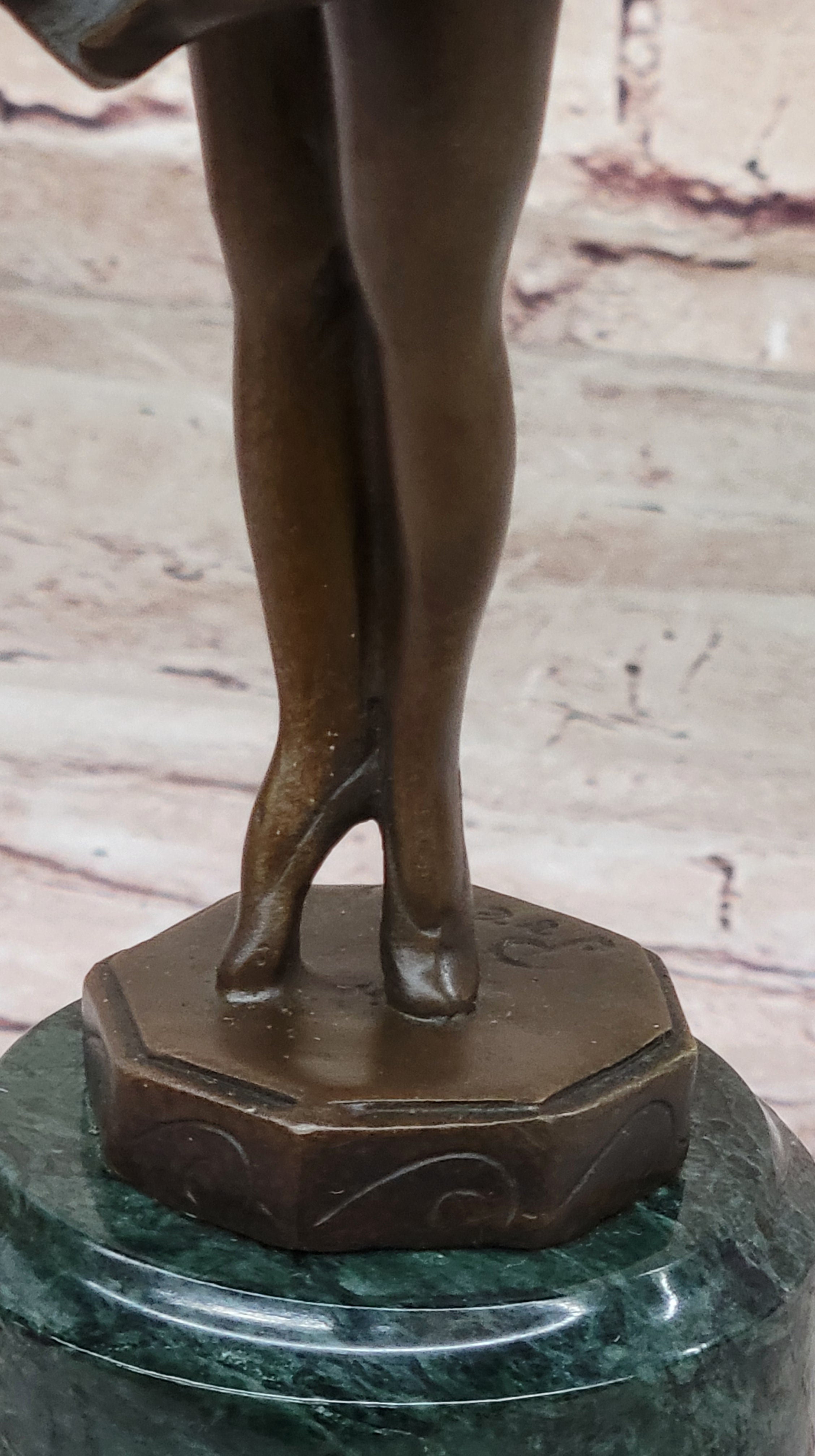Bronze & Resin Sculpture of Young Ballerina on Marble Base
