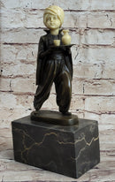 Young Arab or Indian Servant Boy in Turban Bronze Sculpture