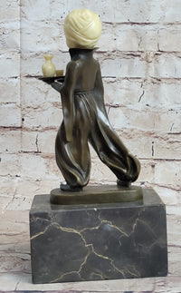 Young Arab or Indian Servant Boy in Turban Bronze Sculpture