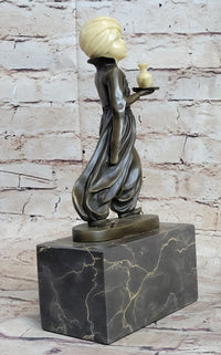 Young Arab or Indian Servant Boy in Turban Bronze Sculpture