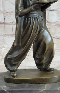 Young Arab or Indian Servant Boy in Turban Bronze Sculpture