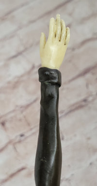 Ice Skater Hot Cast Bronze Female on Marble Base