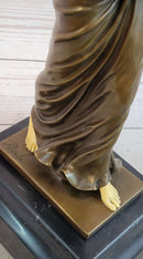 Topless Semi Nude Classical Bronze & Faux Bone Sculpture Statue Figure on Marble Base by Preiss