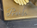 Topless Semi Nude Classical Bronze & Faux Bone Sculpture Statue Figure on Marble Base by Preiss