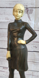 Hot Cast Bronze Female Fencer on Marble Base