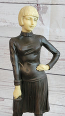 Hot Cast Bronze Female Fencer on Marble Base