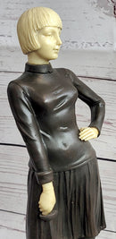 Hot Cast Bronze Female Fencer on Marble Base