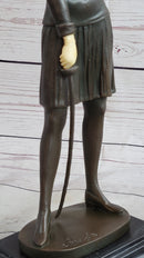 Hot Cast Bronze Female Fencer on Marble Base