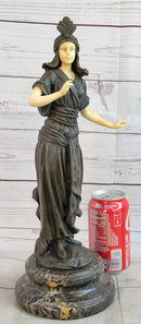 Art Deco Bronze Faux Bone Turkish Princess Sculpture Brown Marble Base
