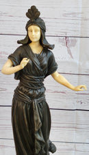 Art Deco Bronze Faux Bone Turkish Princess Sculpture Brown Marble Base