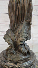 Art Deco Bronze Faux Bone Turkish Princess Sculpture Brown Marble Base