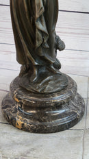 Art Deco Bronze Faux Bone Turkish Princess Sculpture Brown Marble Base