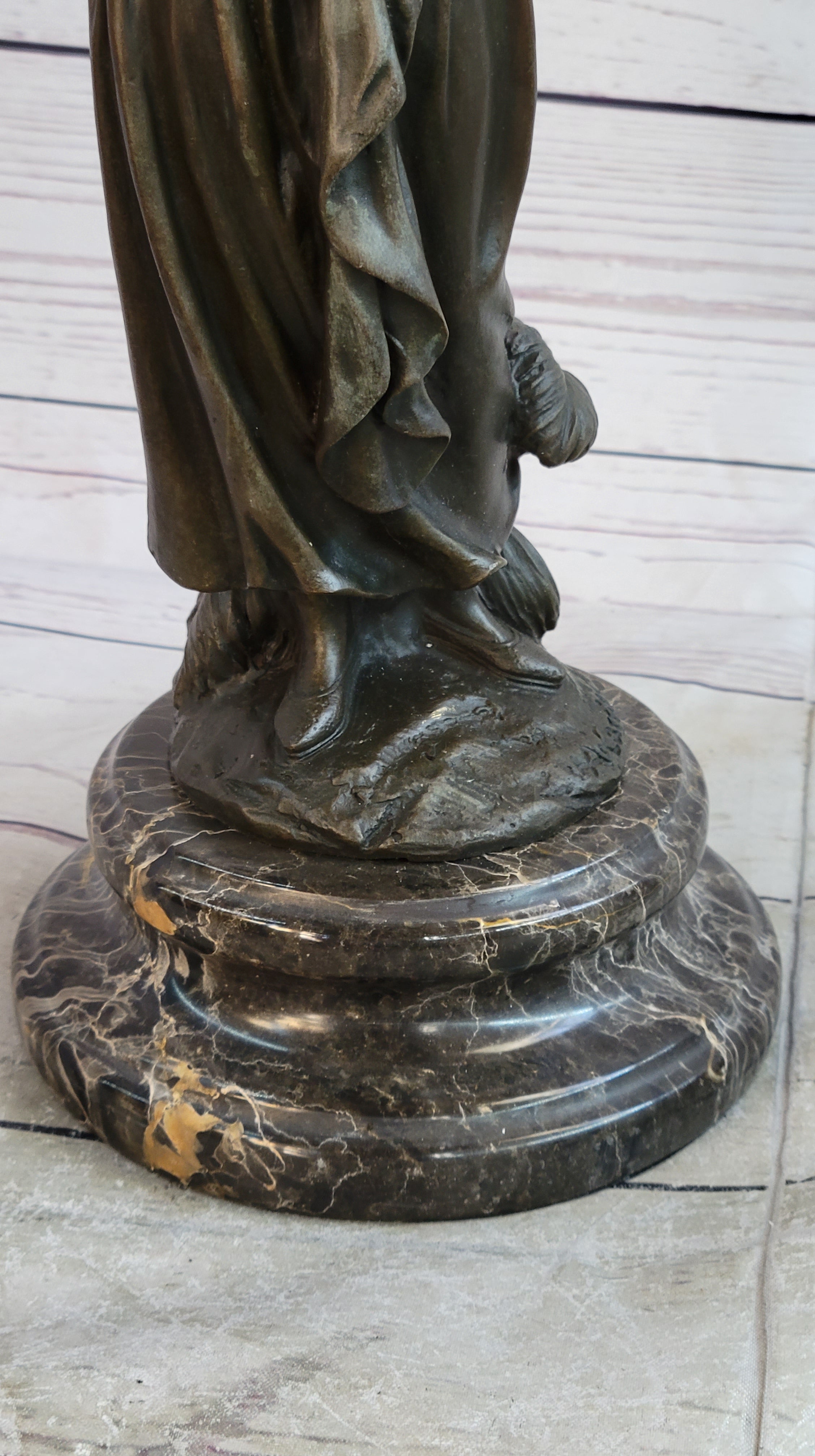 Art Deco Bronze Faux Bone Turkish Princess Sculpture Brown Marble Base