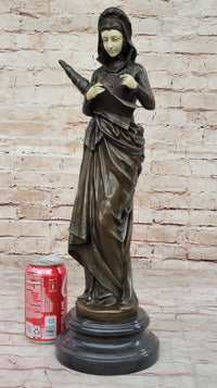 La Liseuse by Carrier Belleuse - Bronze Sculpture of Woman with Book