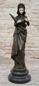 La Liseuse by Carrier Belleuse - Bronze Sculpture of Woman with Book