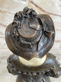 Victorian Era Woman in Hat Bronze Metal Art Deco Sculpture