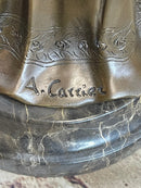 Victorian Era Woman in Hat Bronze Metal Art Deco Sculpture