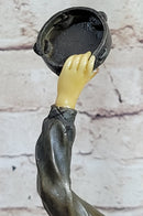 Russian Tambourine Dancer Bronze & Resin Sculpture Marble Base
