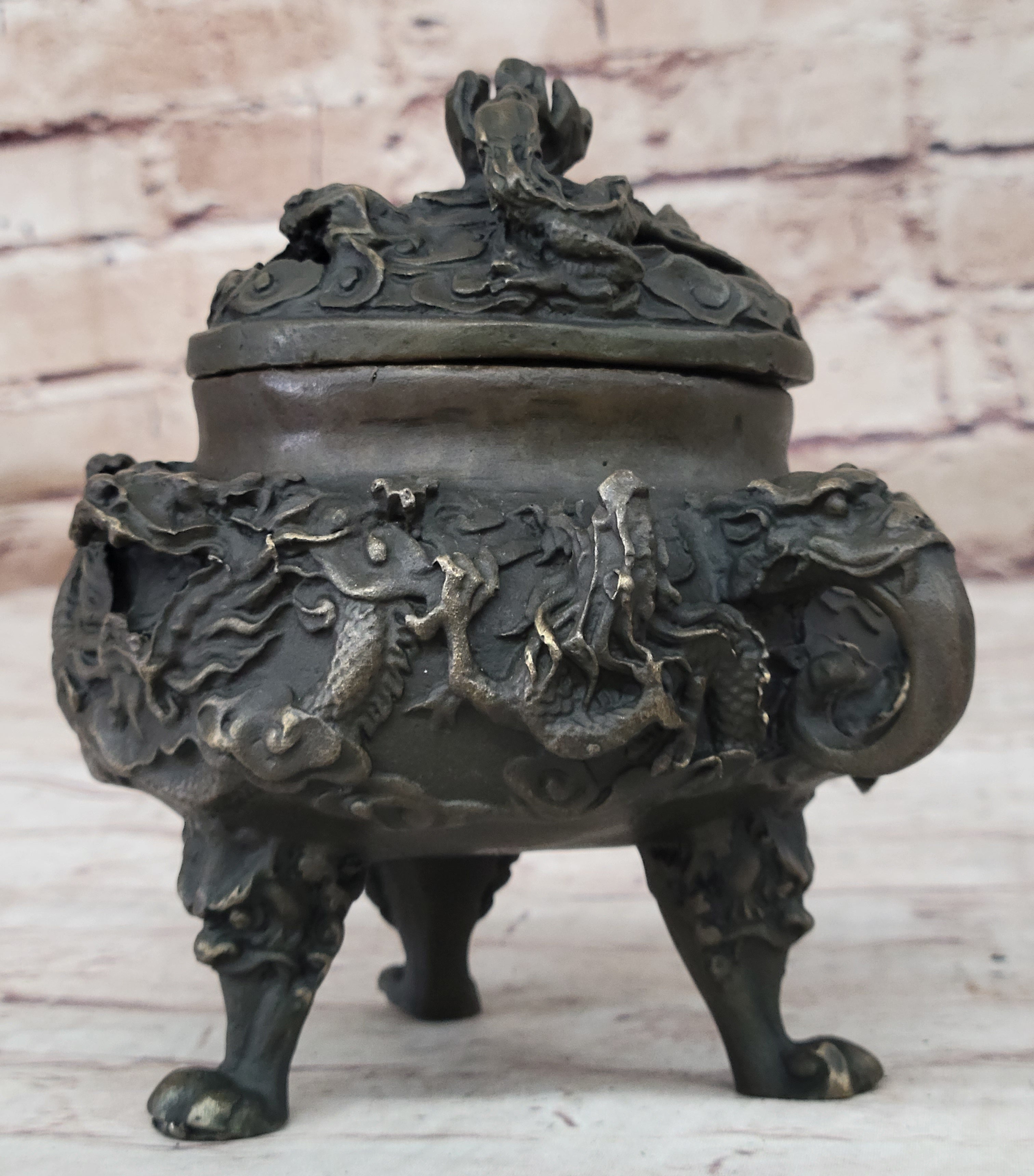 Hot Cast Bronze Dragon Incense Burner Mythical Sculpture