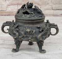 Hot Cast Bronze Dragon Incense Burner Mythical Sculpture