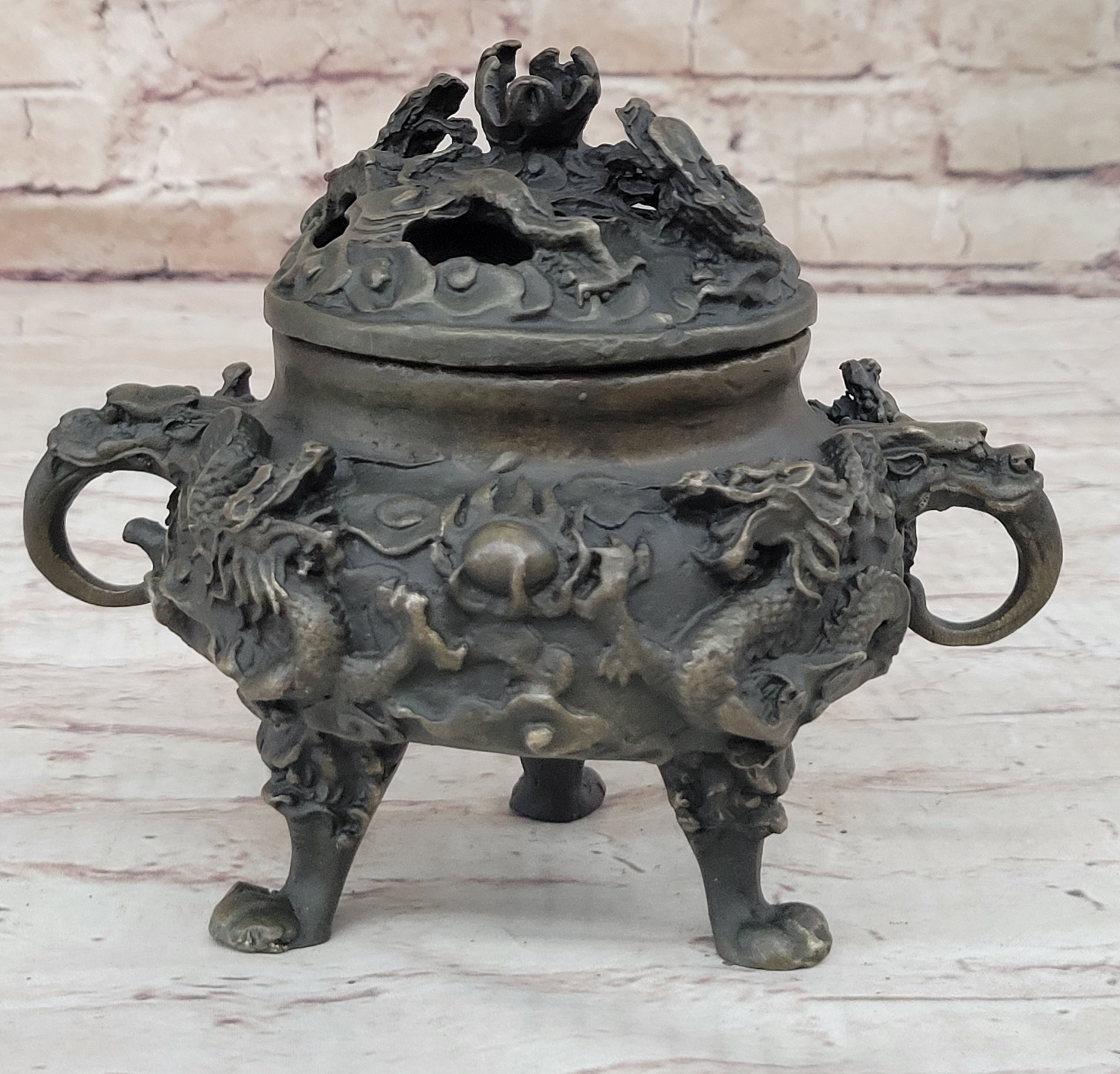 Hot Cast Bronze Dragon Incense Burner Mythical Sculpture