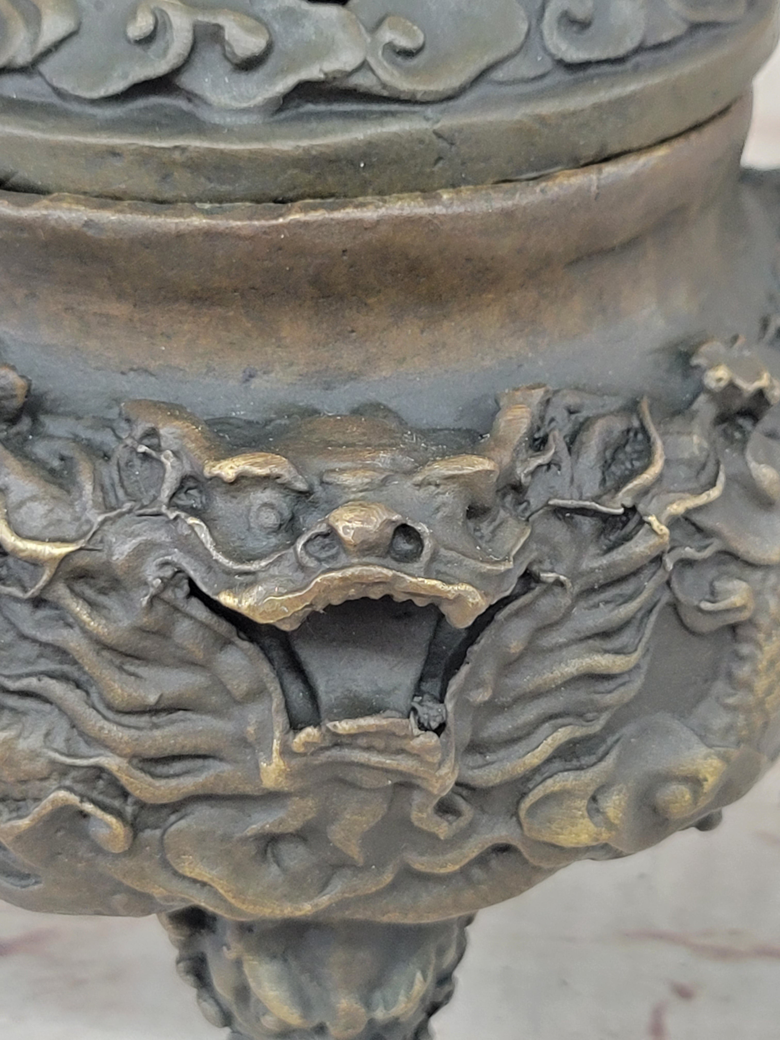 Hot Cast Bronze Dragon Incense Burner Mythical Sculpture