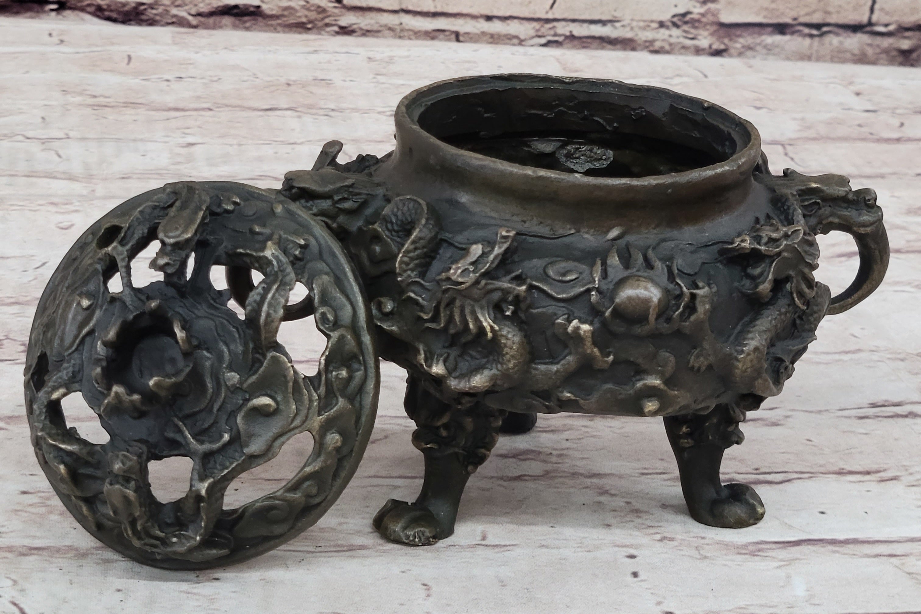 Hot Cast Bronze Dragon Incense Burner Mythical Sculpture