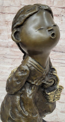 Signed Original Artwork by Milo Chinese Girl Basket Bronze