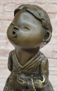 Signed Original Artwork by Milo Chinese Girl Basket Bronze