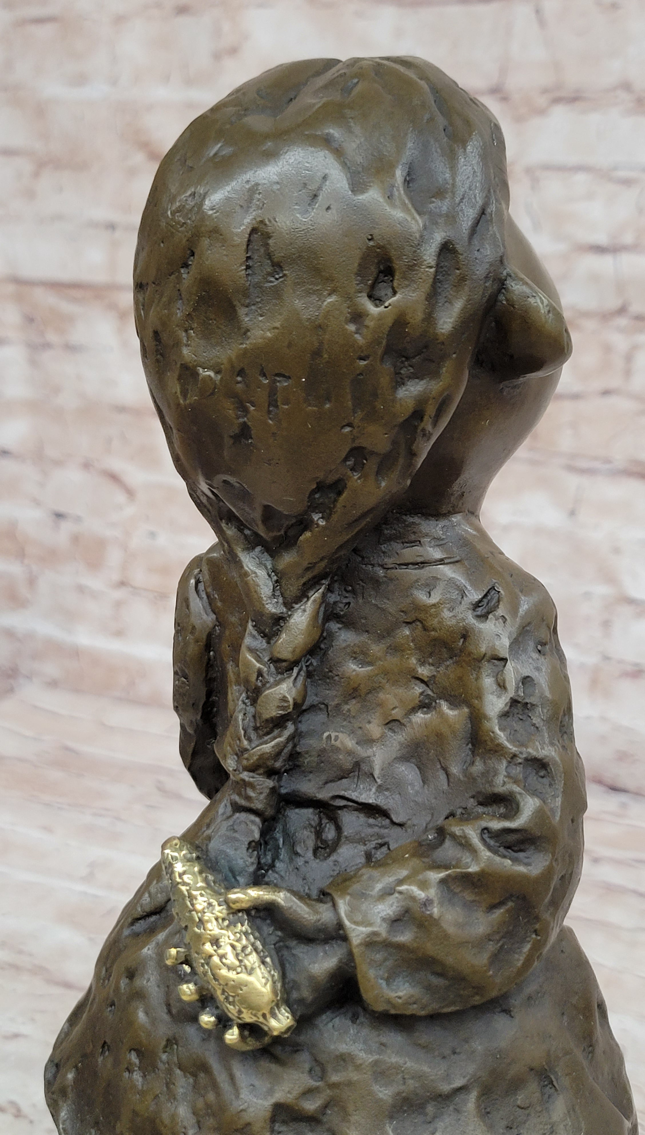 Signed Original Artwork by Milo Chinese Girl Basket Bronze