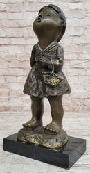 Signed Original Artwork by Milo Chinese Girl Basket Bronze