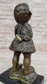 Signed Original Artwork by Milo Chinese Girl Basket Bronze