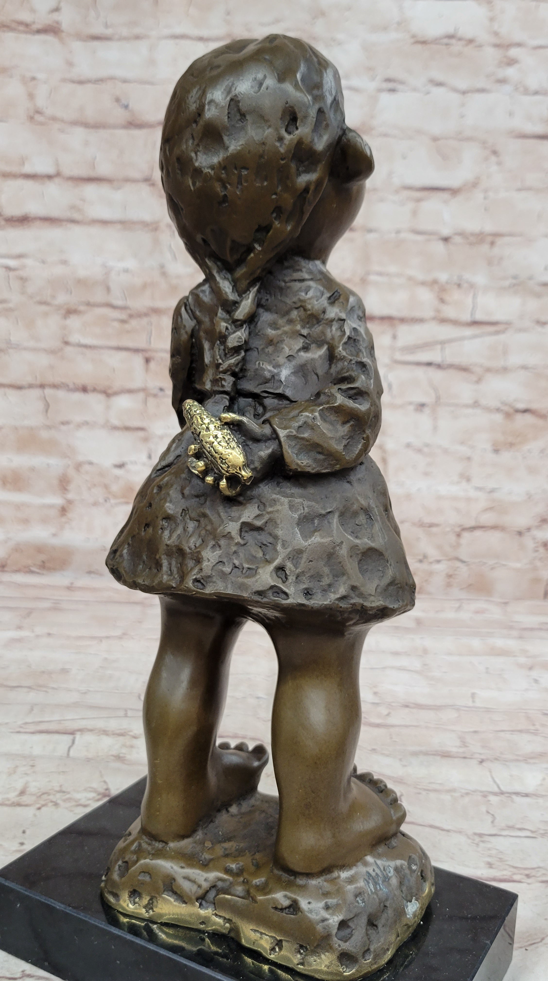 Signed Original Artwork by Milo Chinese Girl Basket Bronze