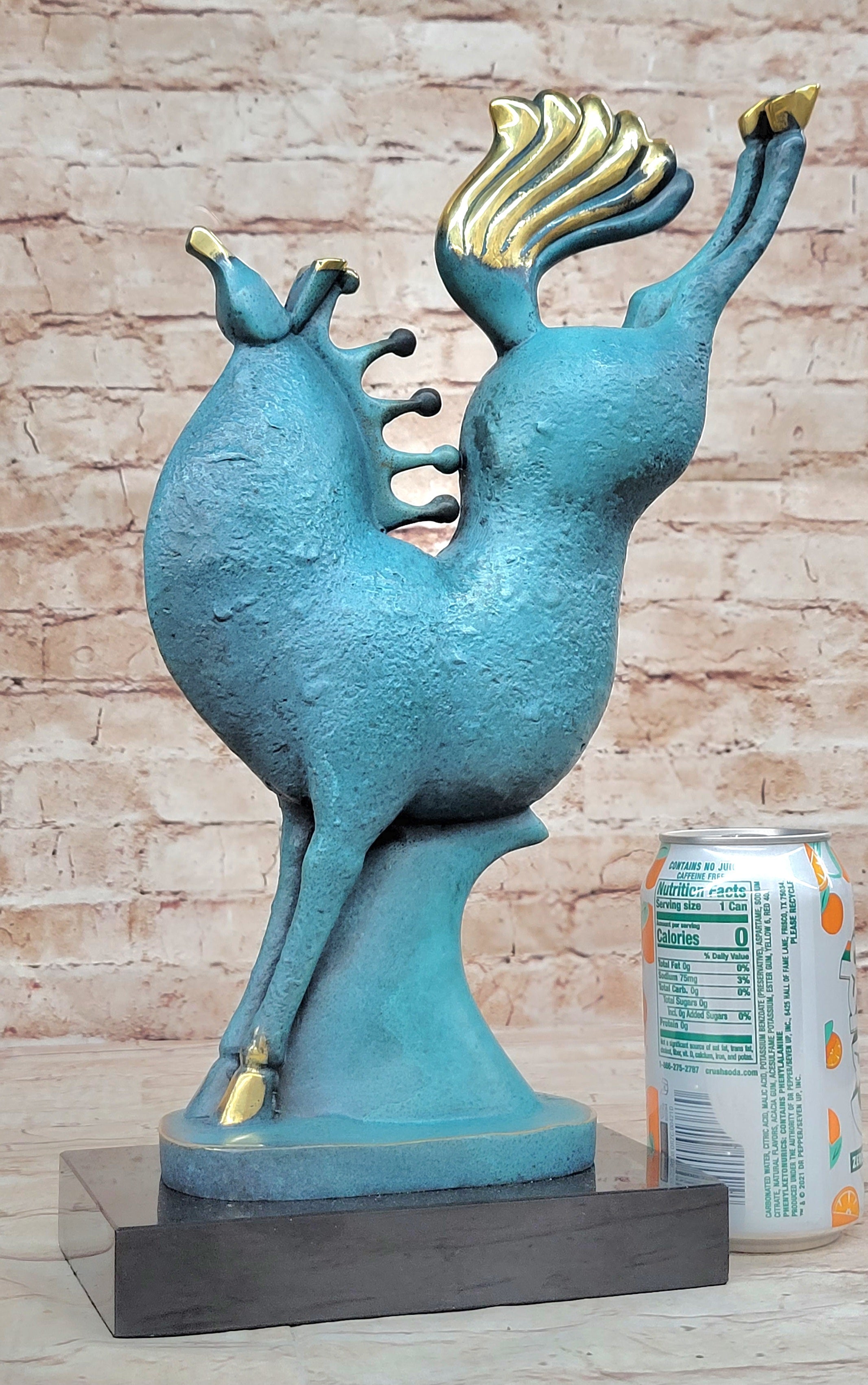 Patina Abstract Modern Rearing Horse Bronze Sculpture