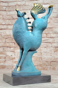 Patina Abstract Modern Rearing Horse Bronze Sculpture