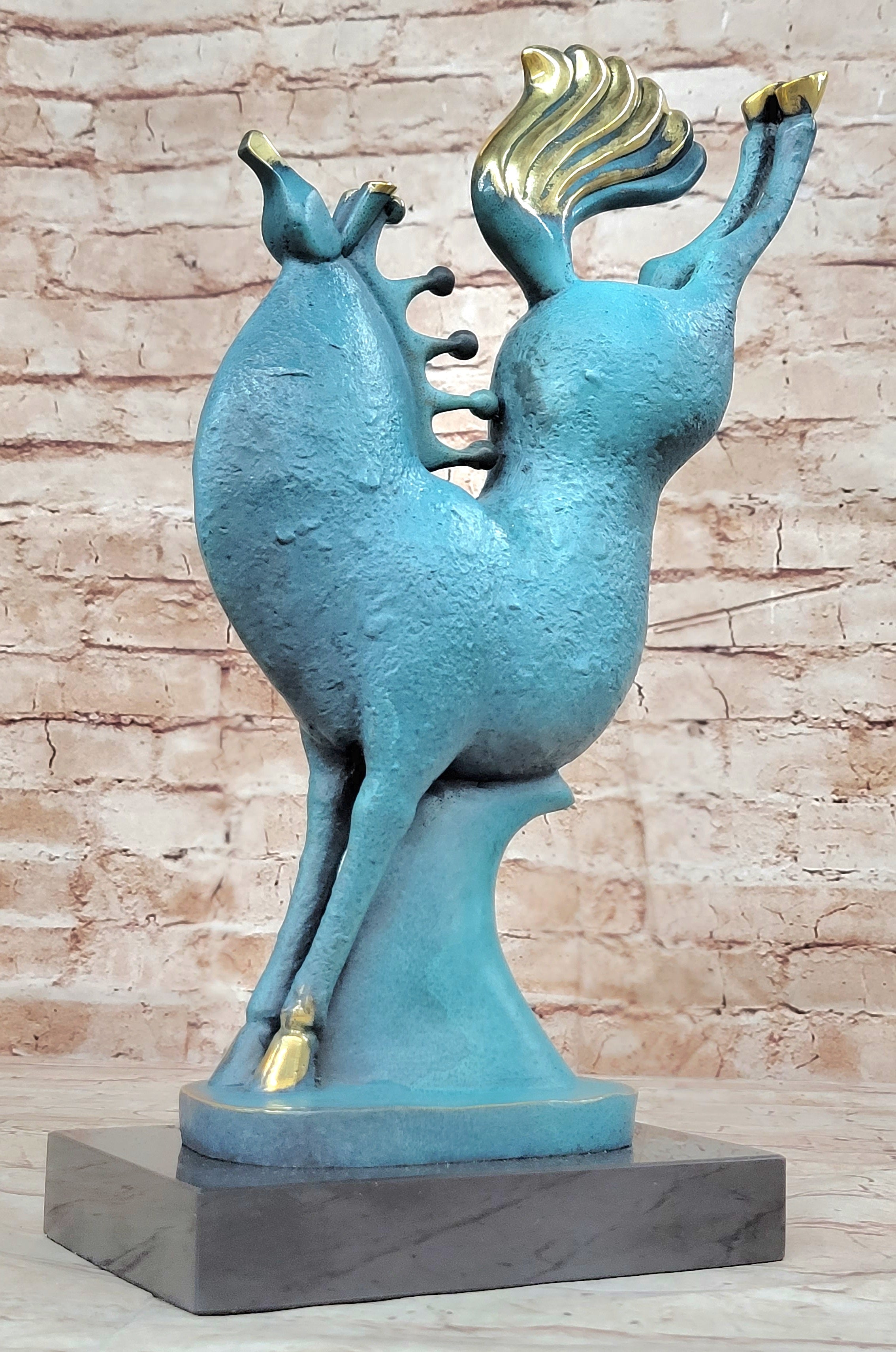Patina Abstract Modern Rearing Horse Bronze Sculpture