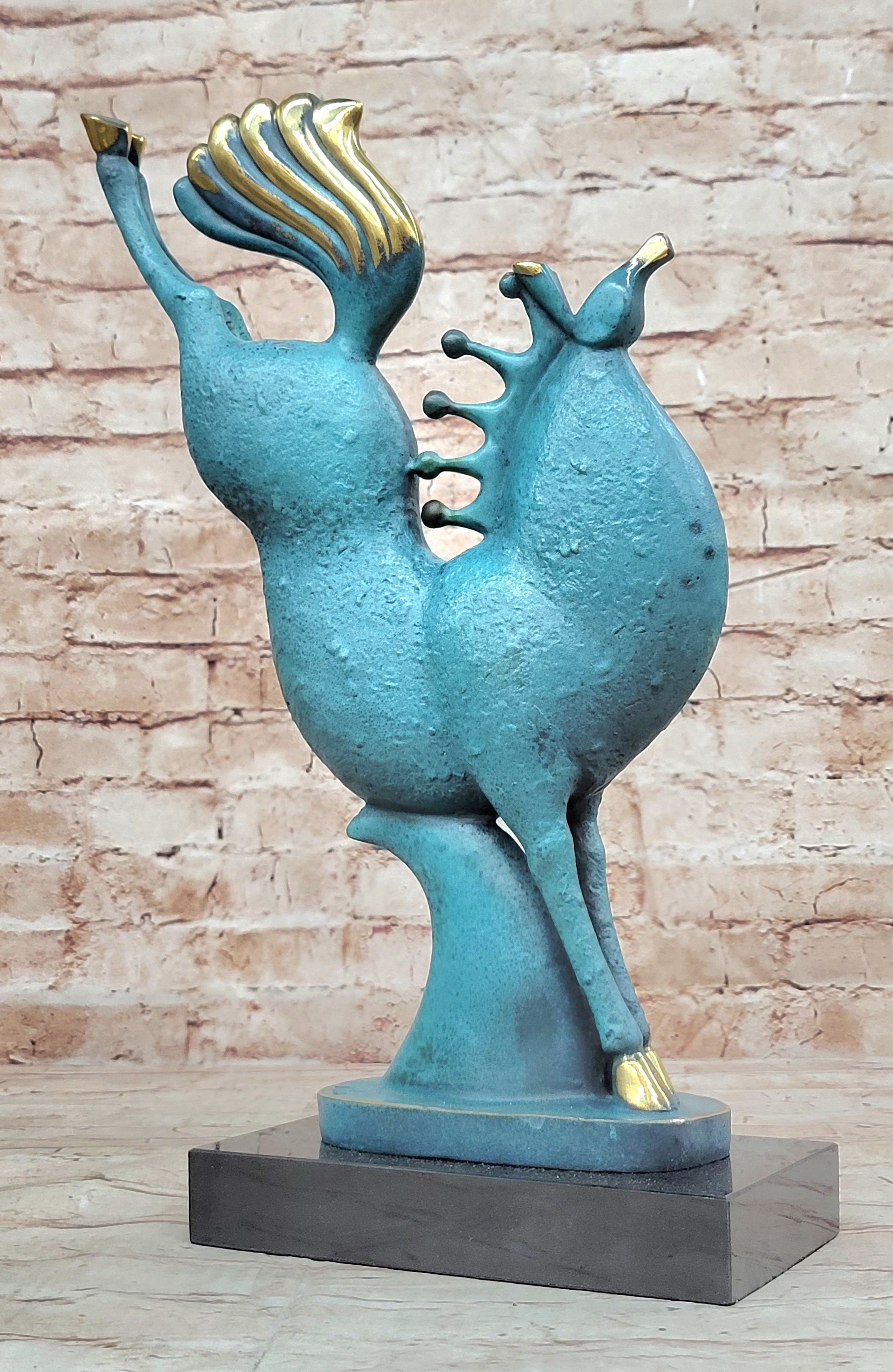 Patina Abstract Modern Rearing Horse Bronze Sculpture