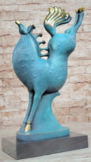 Patina Abstract Modern Rearing Horse Bronze Sculpture