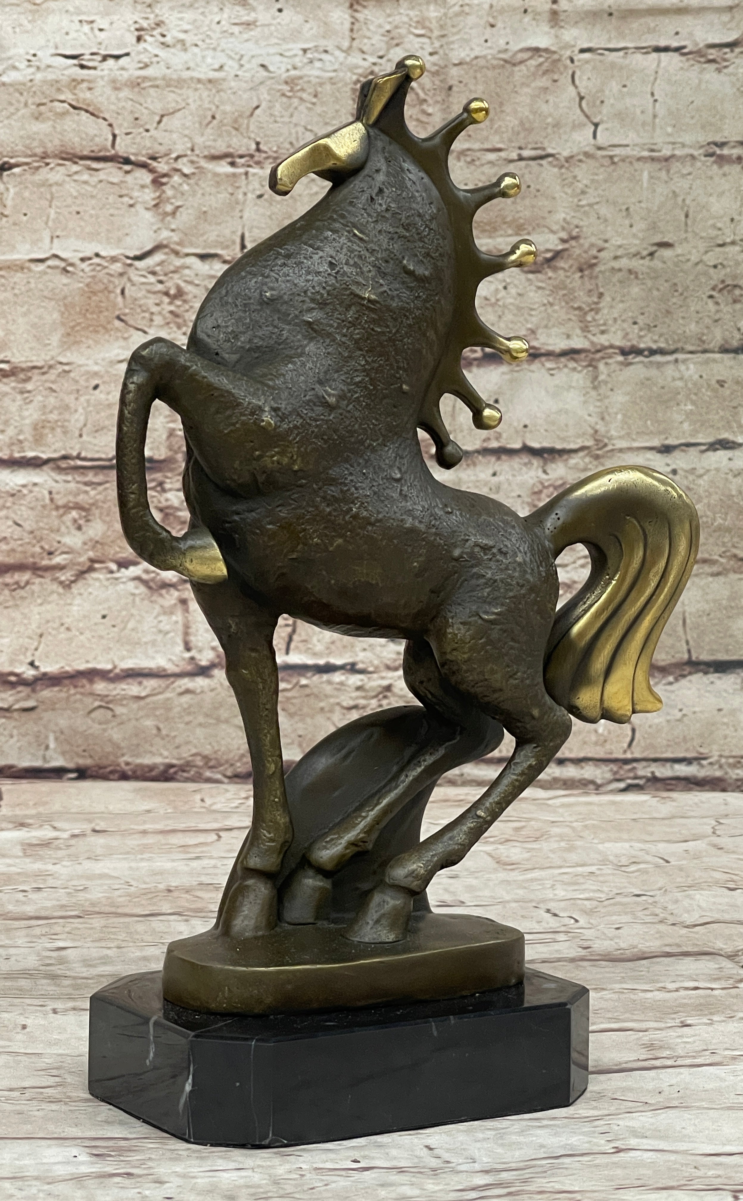 Signed Original Miguel Lopez Tang Horse Abstract Modern Bronze Sculpture Statue