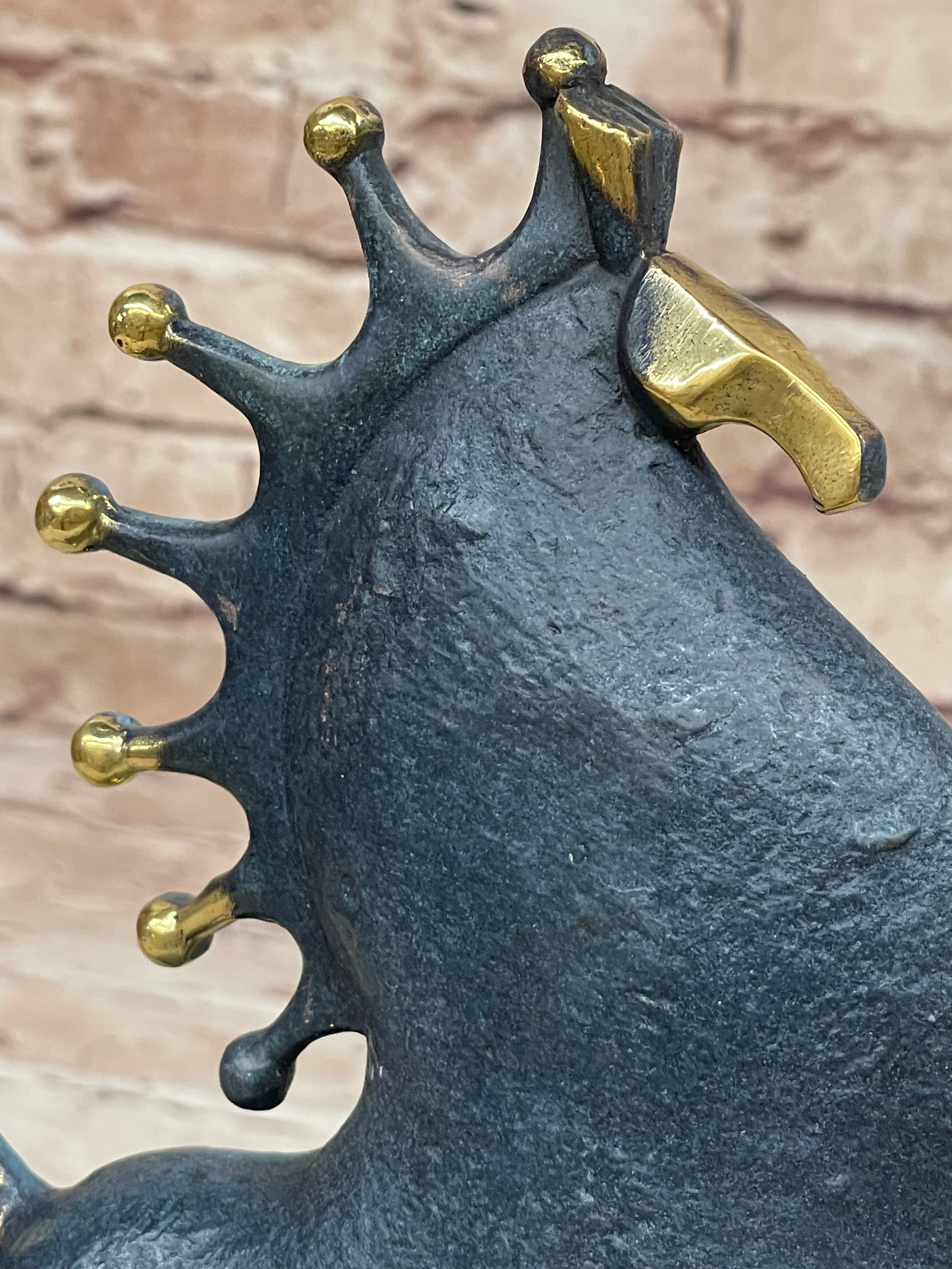 Signed Miguel Lopez Tang Horse Abstract Modern Bronze Sculpture
