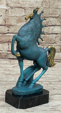 Signed Miguel Lopez Tang Horse Abstract Modern Bronze Sculpture