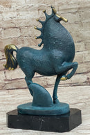 Abstract Modern Tang Horse Bronze Sculpture Marble Base