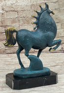Abstract Modern Tang Horse Bronze Sculpture Marble Base