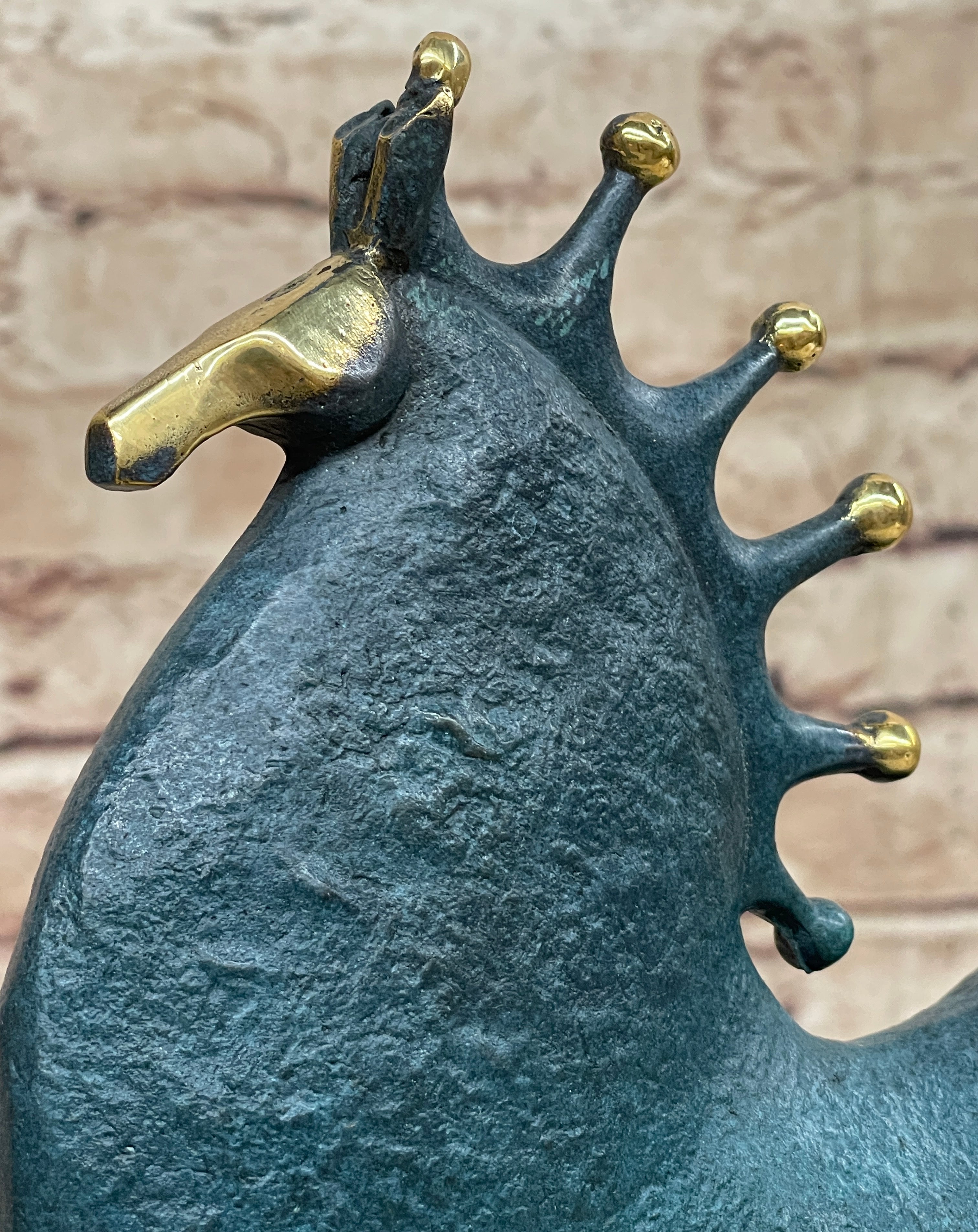Abstract Modern Tang Horse Bronze Sculpture Marble Base