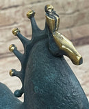 Abstract Modern Tang Horse Bronze Sculpture Marble Base