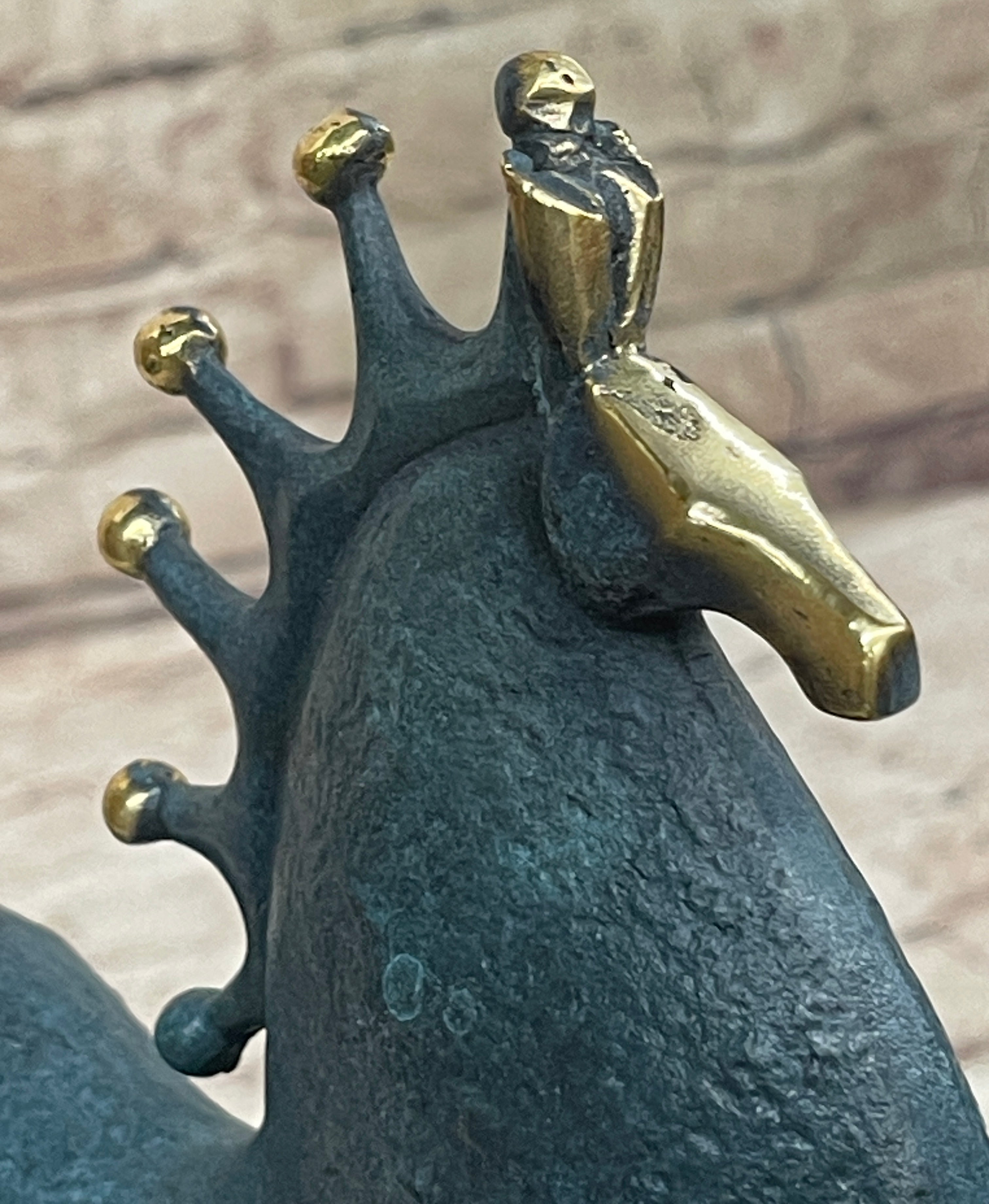 Abstract Modern Tang Horse Bronze Sculpture Marble Base