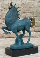 Abstract Modern Tang Horse Bronze Sculpture Marble Base