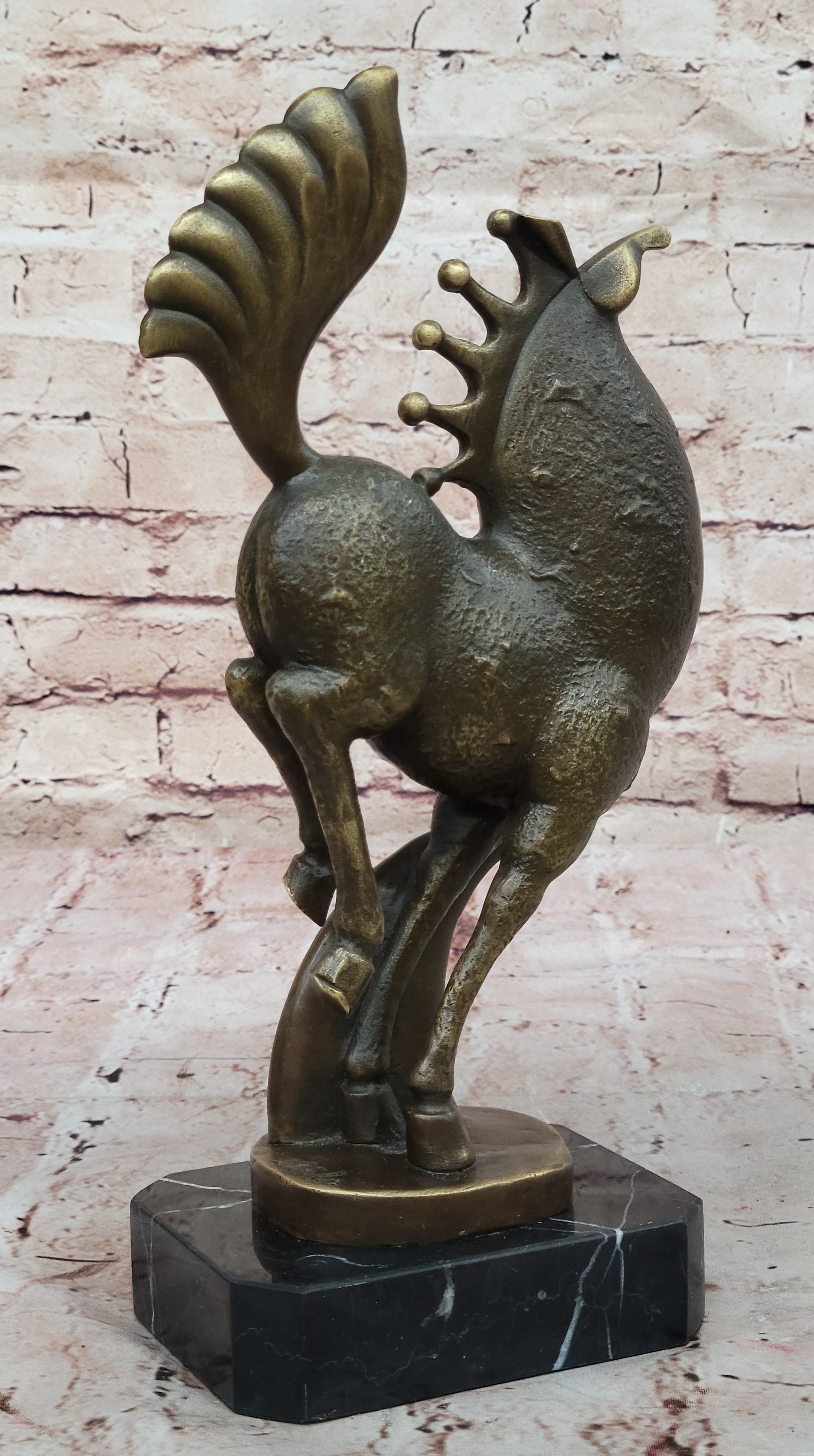 Rearing Horse Bronze Sculpture - Abstract Equestrian Wildlife Art